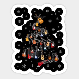 Christmas Tree Guitar Music Lover Gift Sticker